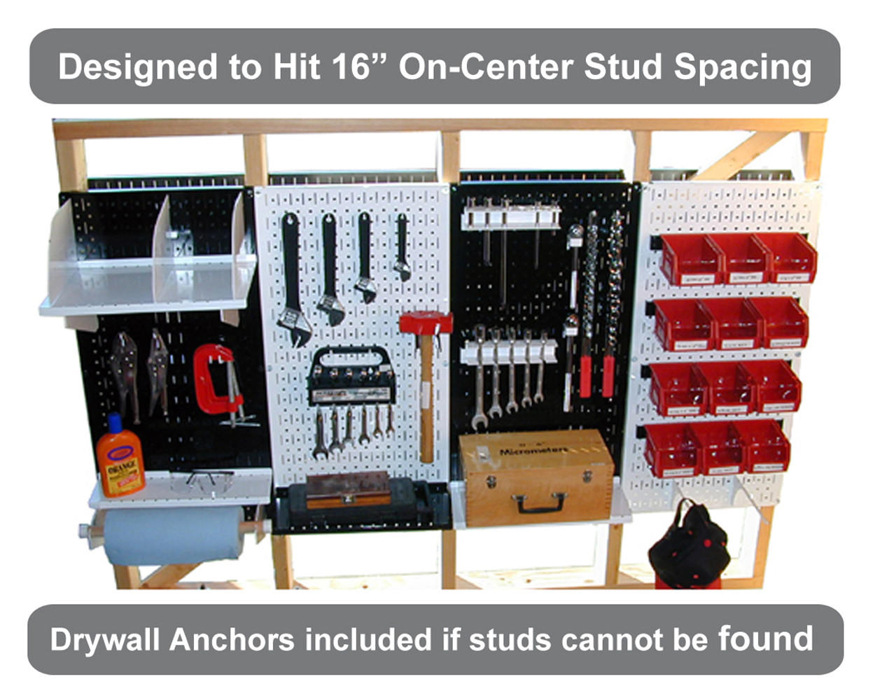 Purple Pegboard Mounted to Studs