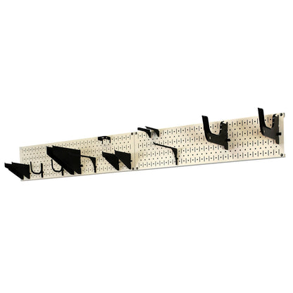 Tan Metal Pegboard Garage Tool Storage Lawn and Garden Tool Organization