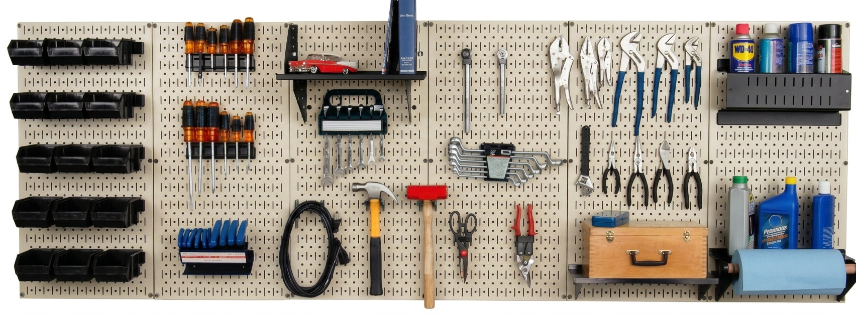 8ft Metal Pegboard Master Workbench Kit - Assorted Pegboard & Accessory Colors