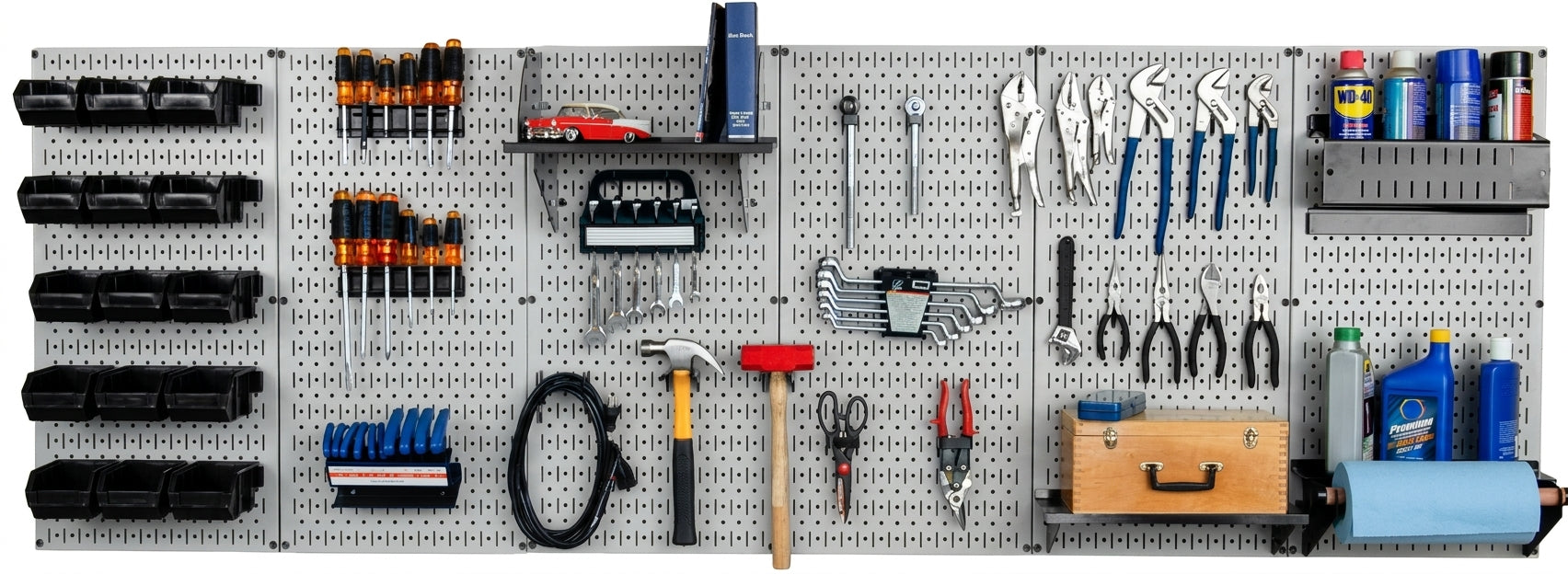 8ft Metal Pegboard Master Workbench Kit - Assorted Pegboard & Accessory Colors