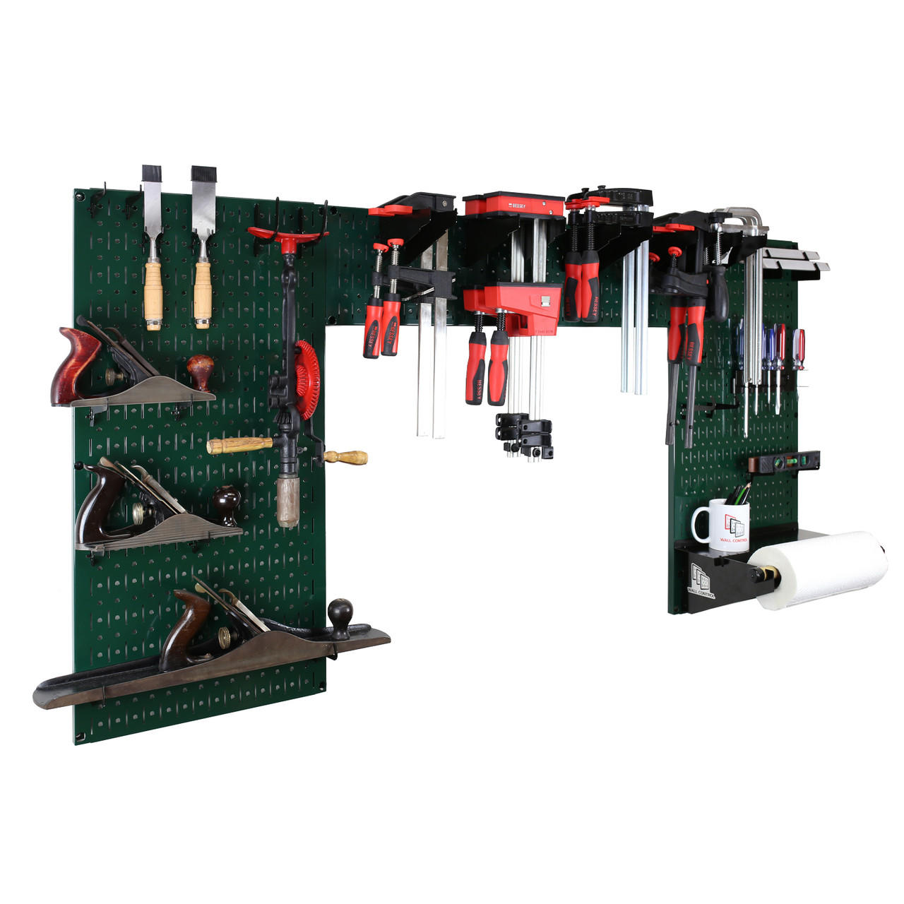 Green Pegboard for Unique Custom Woodworking Tools Storage & Organization