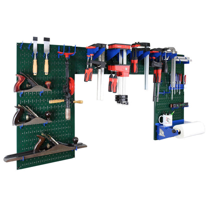 Green Metal Pegboard for Woodworking Tools Storage