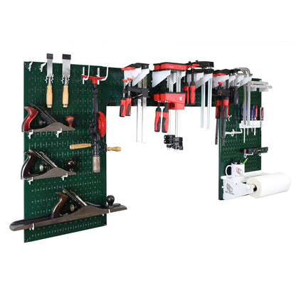 Green Metal Pegboard Lazy Guy DIY Woodworking Tool Storage Set