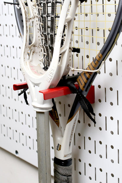 Storage Hook for Tennis Racket and Lacrosse Stick Garage Wall Metal Pegboard Storage