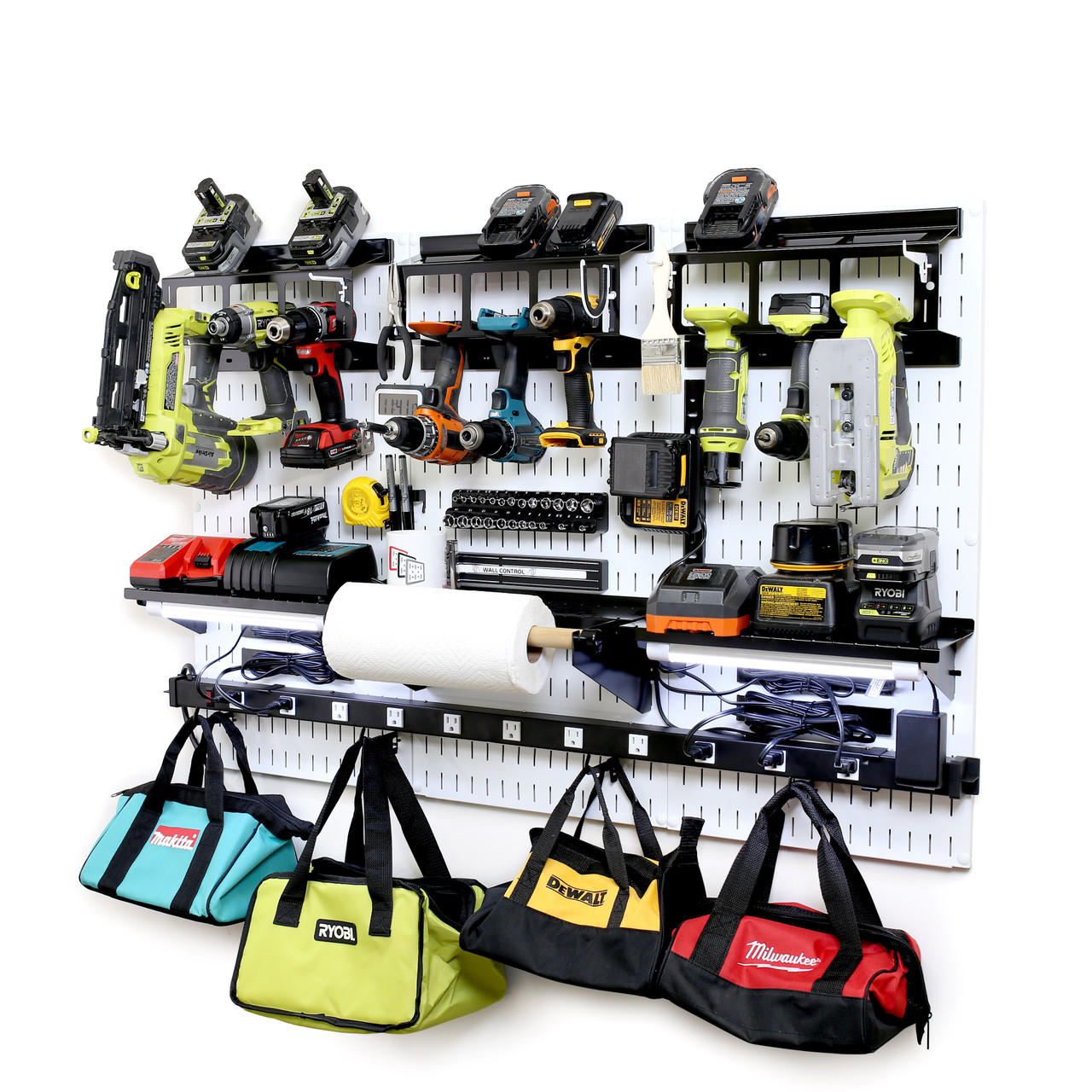 Pegboard Power Tool Organizer Charging Station