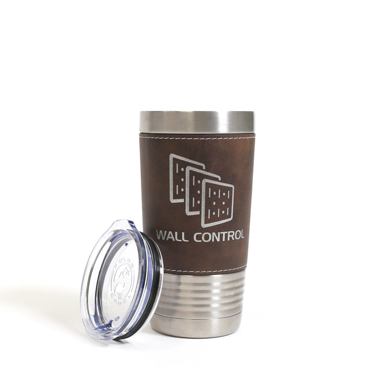 Logo Tumbler With Leather Sleeve and Cap