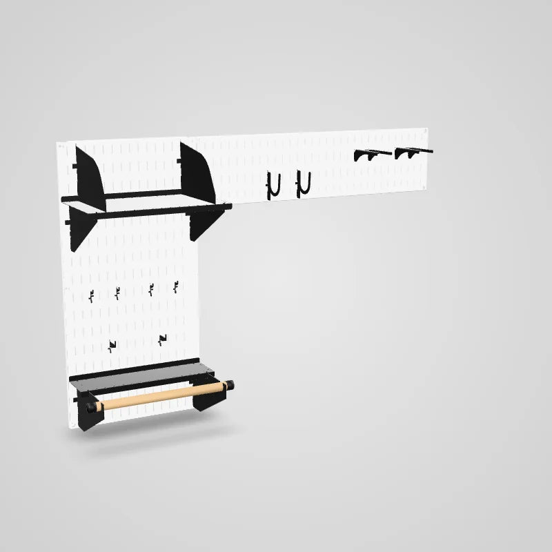 Standard Laundry Room Organizer Kit - White Wall Panels with Accessories - 3D preview