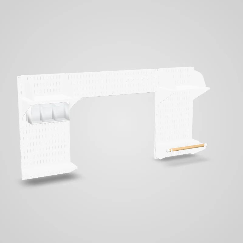 Deluxe Laundry Room Organizer Kit - White Wall Panels and White Accessories - 3D preview