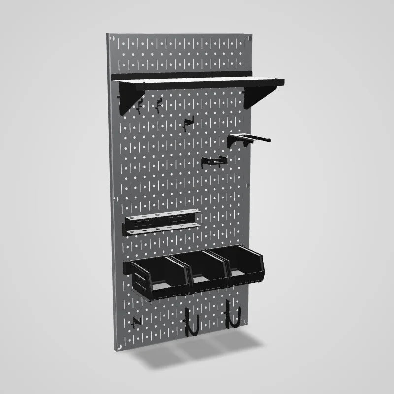 Metal Pegboard Essentials Utility Tool Storage Kit - Metallic Pegboard with Accessories - 3D preview