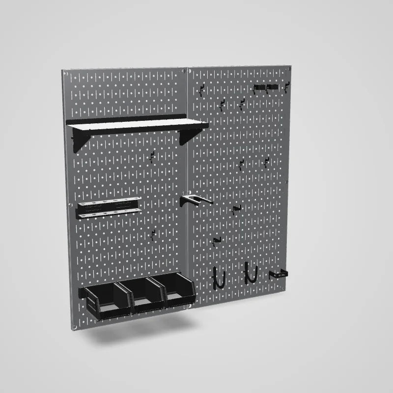 Metal Pegboard Utility Tool Storage Kit - Metallic Pegboard with Accessories - 3D preview