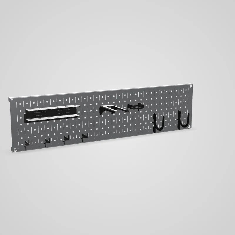 Metallic Pegboard Tool Rack Horizontal Pegboard Tool Organizer Kit - Galvanized Pegboard with Accessories - 3D preview