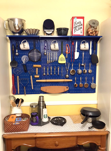 Kitchen Nook Pegboard Wall Organization